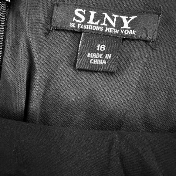 SLNY Dress Party Evening Abstract Floral Plums Ivory Blue Black NWT Sz 16 - Picture 8 of 13